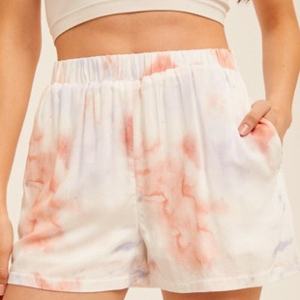 HEM & THREAD Pastel Watercolor Lounge Shorts | Soft Tie-Dye Print